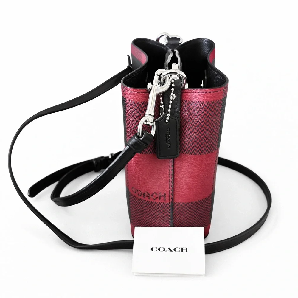 Coach Red & Black Buffalo Plaid Crossbody Bag - Picture 2 of 3